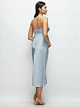 Rear View Thumbnail - Mist Strapless Bow-Bandeau Cutout Satin Midi Slip Dress