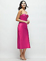 Side View Thumbnail - Think Pink Strapless Bow-Bandeau Cutout Satin Midi Slip Dress