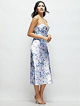 Side View Thumbnail - Magnolia Sky Strapless Bow-Bandeau Cutout Floral Satin Midi Slip Dress