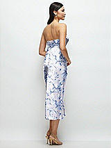Rear View Thumbnail - Magnolia Sky Strapless Bow-Bandeau Cutout Floral Satin Midi Slip Dress