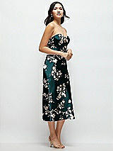 Side View Thumbnail - Vintage Primrose Strapless Bow-Bandeau Cutout Floral Satin Midi Slip Dress