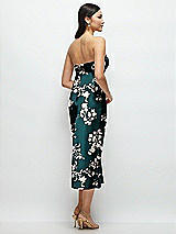 Rear View Thumbnail - Vintage Primrose Strapless Bow-Bandeau Cutout Floral Satin Midi Slip Dress