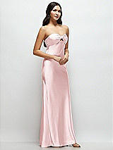 Side View Thumbnail - Ballet Pink Strapless Bow-Bandeau Cutout Satin Maxi Slip Dress