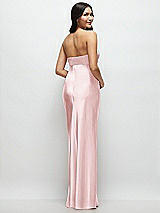 Rear View Thumbnail - Ballet Pink Strapless Bow-Bandeau Cutout Satin Maxi Slip Dress