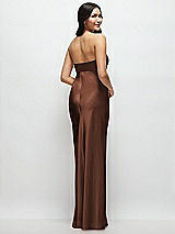 Rear View Thumbnail - Cognac Strapless Bow-Bandeau Cutout Satin Maxi Slip Dress