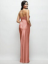 Rear View Thumbnail - Desert Rose Strapless Bow-Bandeau Cutout Satin Maxi Slip Dress