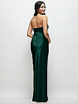 Rear View Thumbnail - Evergreen Strapless Bow-Bandeau Cutout Satin Maxi Slip Dress