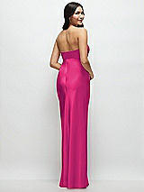 Rear View Thumbnail - Think Pink Strapless Bow-Bandeau Cutout Satin Maxi Slip Dress