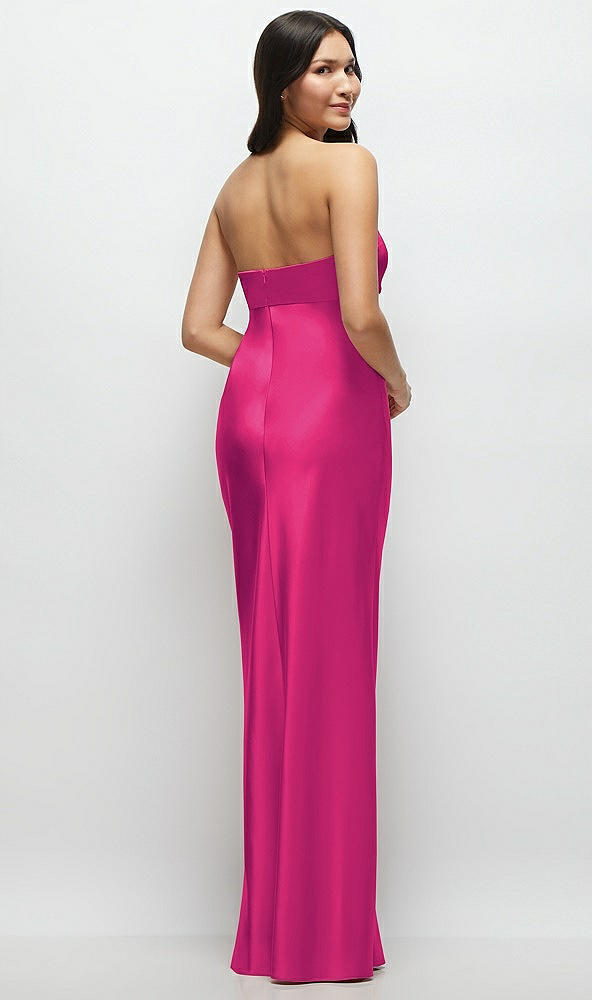 Back View - Think Pink Strapless Bow-Bandeau Cutout Satin Maxi Slip Dress