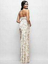 Rear View Thumbnail - Golden Hour Strapless Bow-Bandeau Cutout Floral Satin Maxi Slip Dress