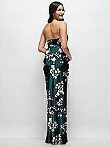 Rear View Thumbnail - Vintage Primrose Strapless Bow-Bandeau Cutout Floral Satin Maxi Slip Dress