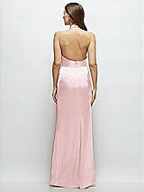 Rear View Thumbnail - Ballet Pink Cowl Halter Open-Back Satin Maxi Dress