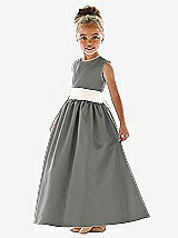 Front View Thumbnail - Charcoal Gray & Ivory Flower Girl Dress FL4021
