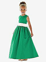 Front View Thumbnail - Pantone Emerald & Ivory Flower Girl Dress FL4021