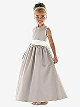 Front View Thumbnail - Taupe & Ivory Flower Girl Dress FL4021
