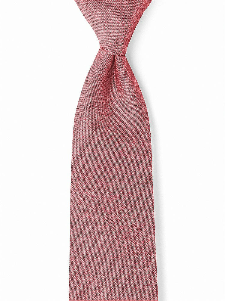 Front View - Candy Coral Dupioni Boy's 50" Necktie by After Six