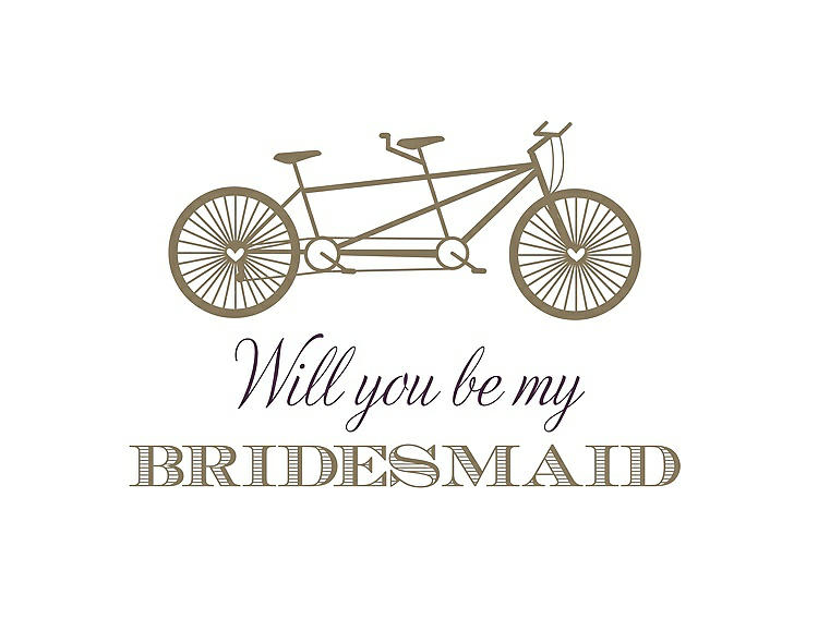 Front View - Antique Gold & Aubergine Will You Be My Bridesmaid Card - Bike
