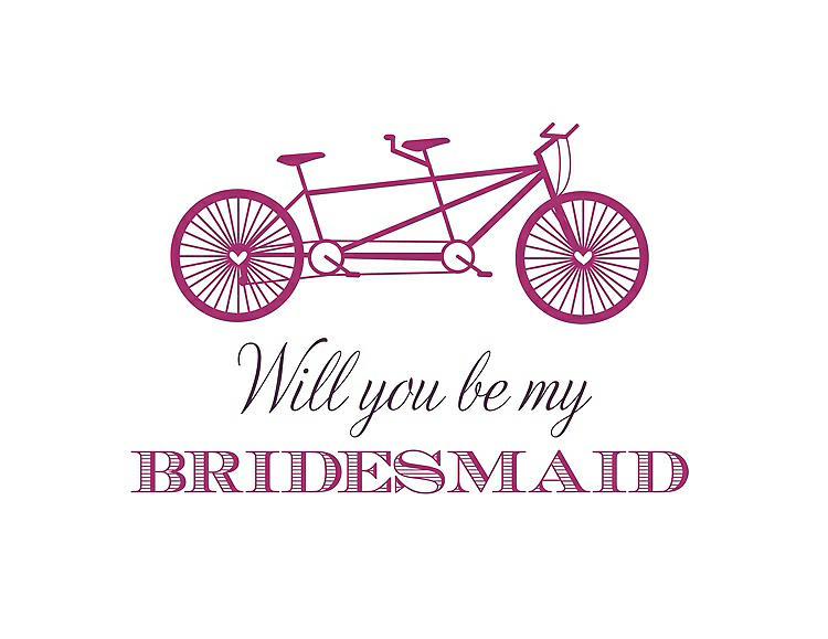 Front View - Cerise & Aubergine Will You Be My Bridesmaid Card - Bike