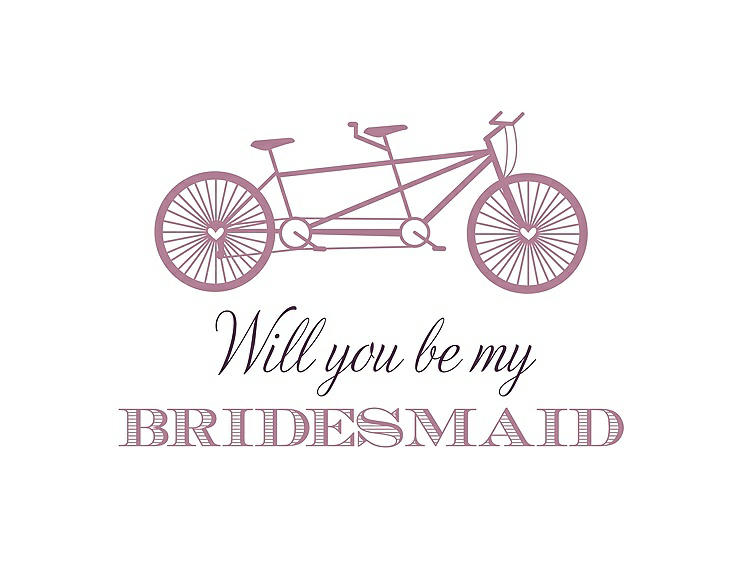 Front View - Rosebud & Aubergine Will You Be My Bridesmaid Card - Bike