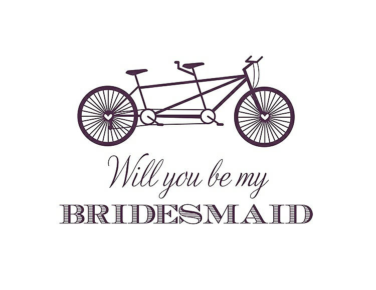 Front View - Aubergine & Aubergine Will You Be My Bridesmaid Card - Bike