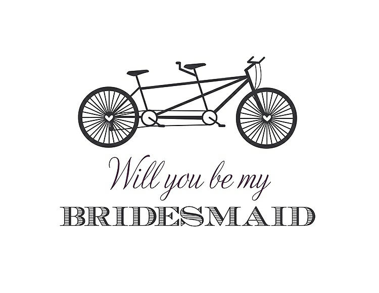 Front View - Black & Aubergine Will You Be My Bridesmaid Card - Bike
