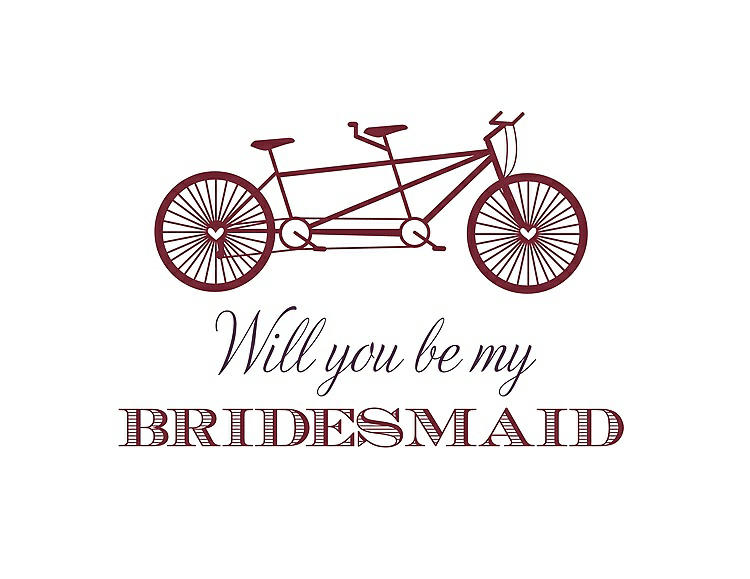 Front View - Burgundy & Aubergine Will You Be My Bridesmaid Card - Bike