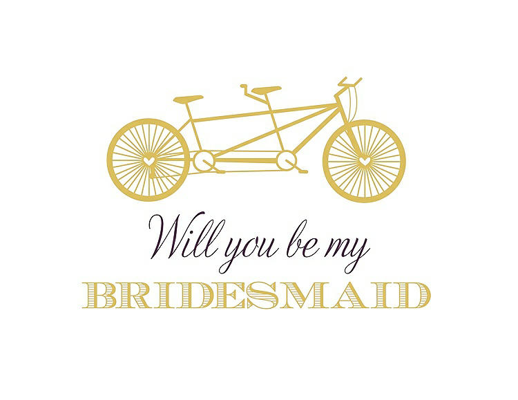 Front View - Daffodil & Aubergine Will You Be My Bridesmaid Card - Bike