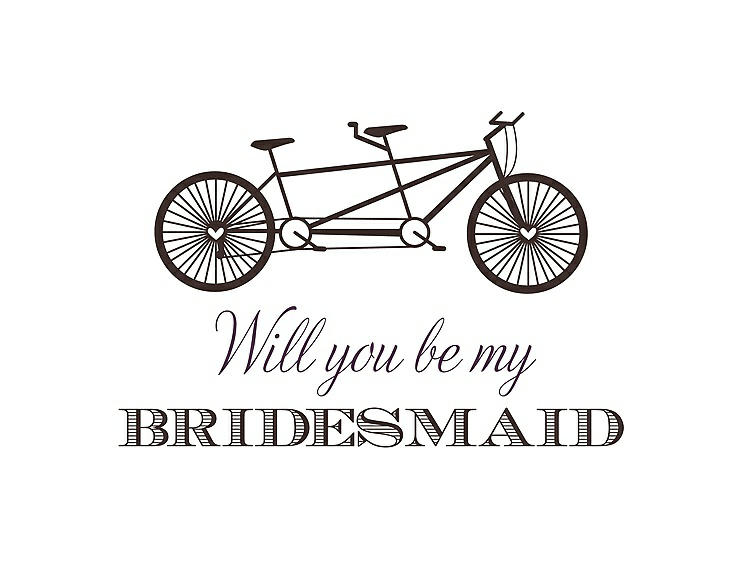 Front View - Espresso & Aubergine Will You Be My Bridesmaid Card - Bike