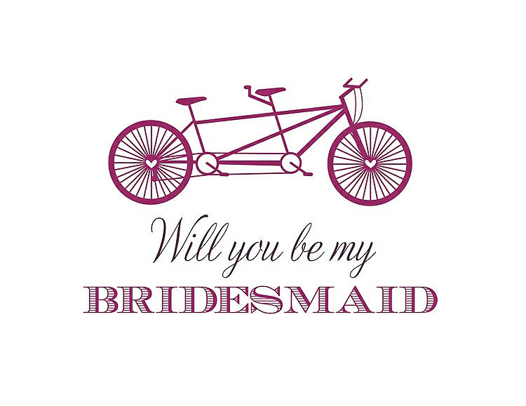 Front View - Merlot & Aubergine Will You Be My Bridesmaid Card - Bike