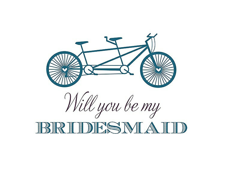 Front View - Mosaic & Aubergine Will You Be My Bridesmaid Card - Bike