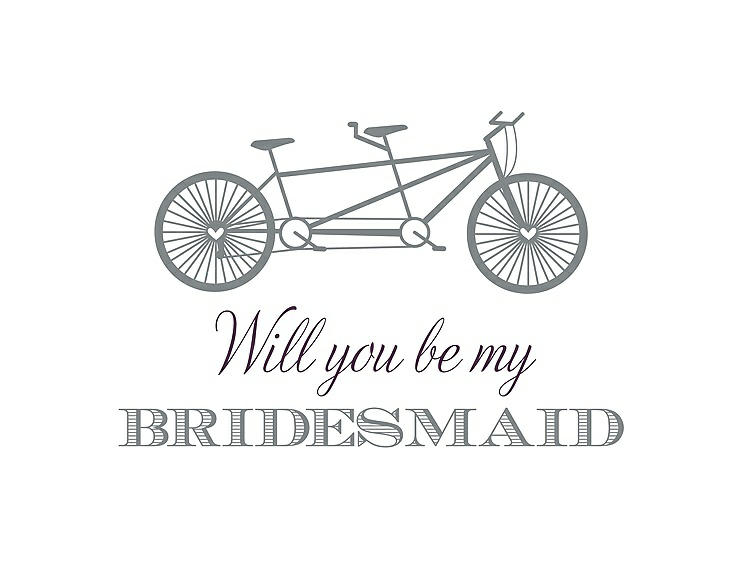 Front View - Pewter & Aubergine Will You Be My Bridesmaid Card - Bike