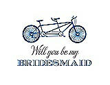 Front View Thumbnail - Royal Blue & Aubergine Will You Be My Bridesmaid Card - Bike