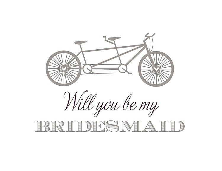 Front View - Taupe & Aubergine Will You Be My Bridesmaid Card - Bike