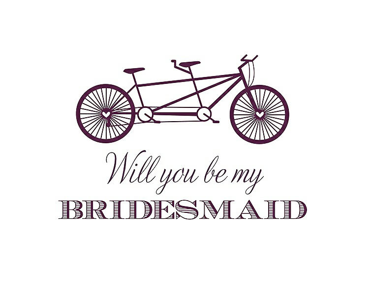 Front View - Wild Berry & Aubergine Will You Be My Bridesmaid Card - Bike