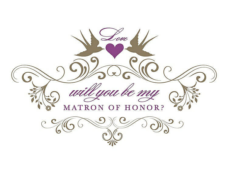 Front View - Antique Gold & Orchid Will You Be My Matron of Honor Card - Classic