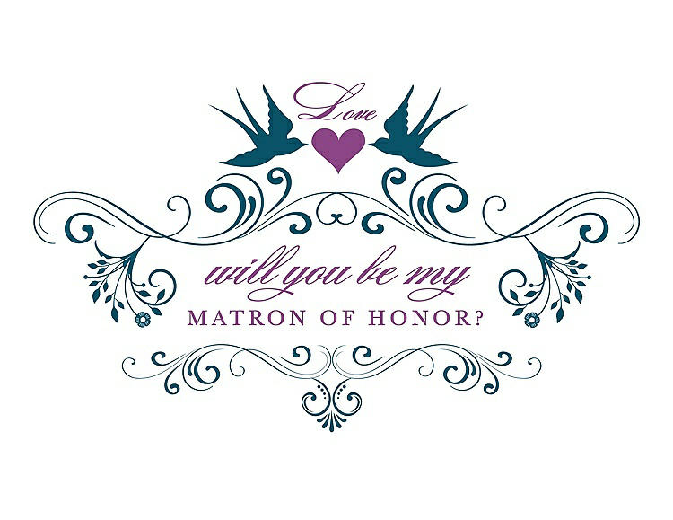 Front View - Peacock Teal & Orchid Will You Be My Matron of Honor Card - Classic