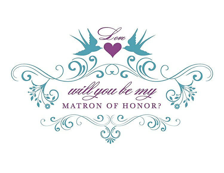 Front View - Aquamarine & Orchid Will You Be My Matron of Honor Card - Classic