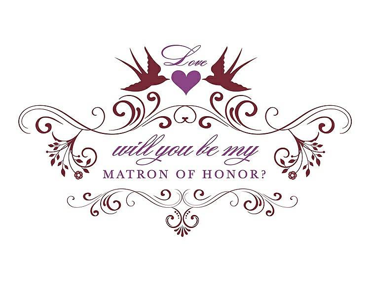 Front View - Burgundy & Orchid Will You Be My Matron of Honor Card - Classic