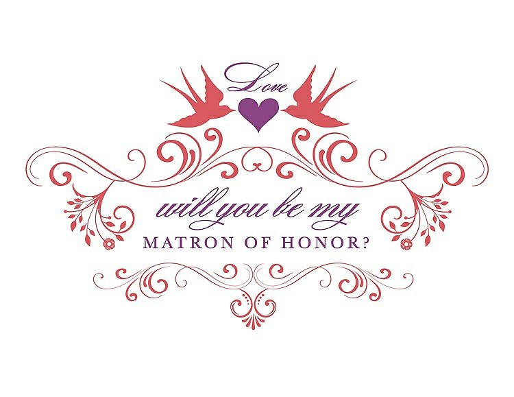 Front View - Perfect Coral & Orchid Will You Be My Matron of Honor Card - Classic