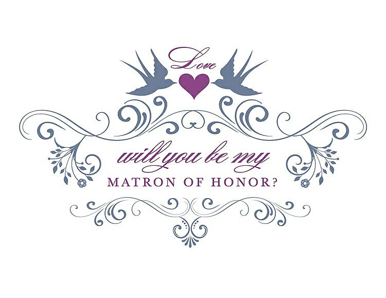 Front View - Larkspur Blue & Orchid Will You Be My Matron of Honor Card - Classic