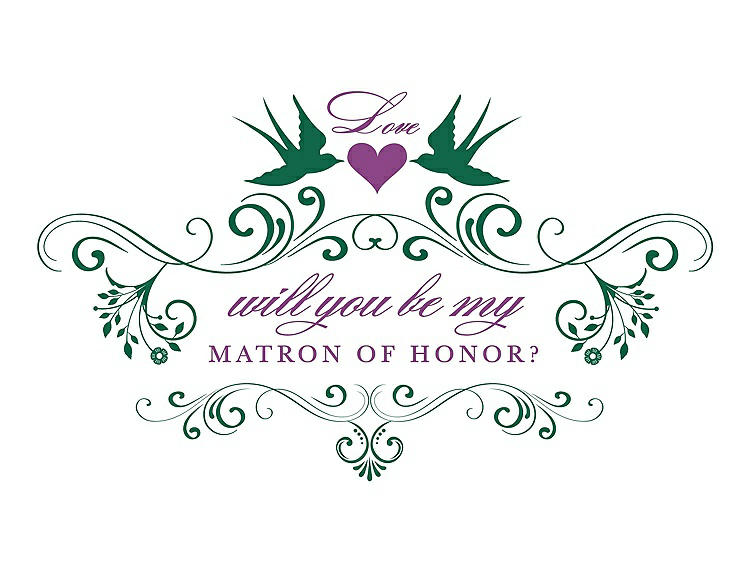Front View - Pine Green & Orchid Will You Be My Matron of Honor Card - Classic