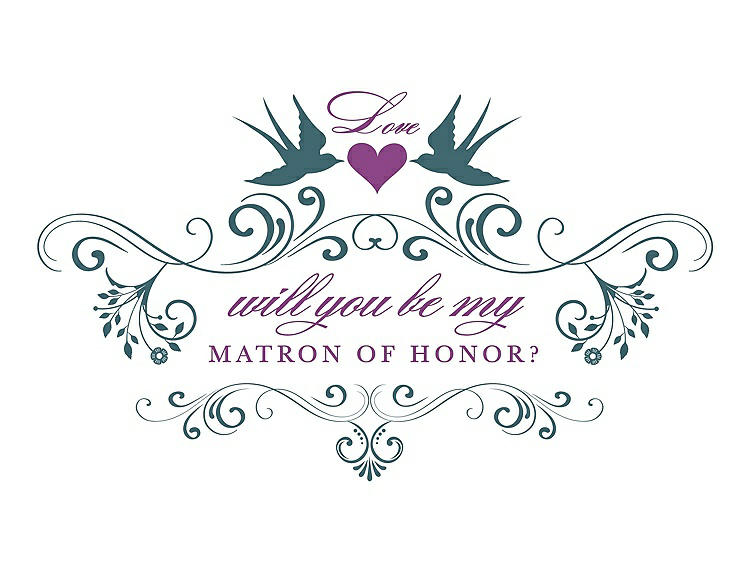Front View - Teal & Orchid Will You Be My Matron of Honor Card - Classic