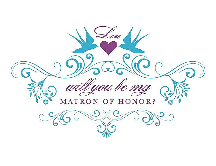 Front View - Turquoise & Orchid Will You Be My Matron of Honor Card - Classic
