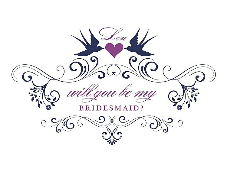Front View - Blueberry & Orchid Will You Be My Bridesmaid Card - Classic