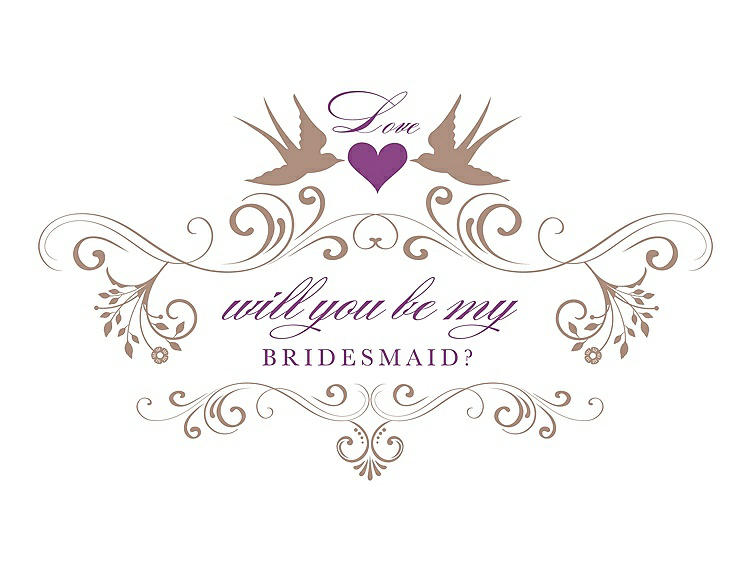 Front View - Cappuccino & Orchid Will You Be My Bridesmaid Card - Classic