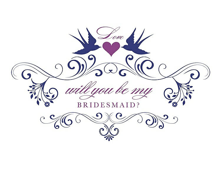 Front View - Electric Blue & Orchid Will You Be My Bridesmaid Card - Classic