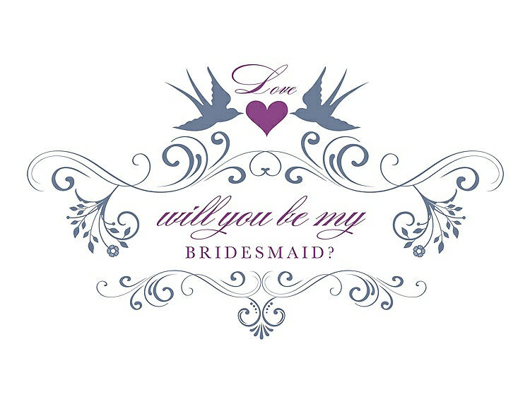 Front View - Larkspur Blue & Orchid Will You Be My Bridesmaid Card - Classic