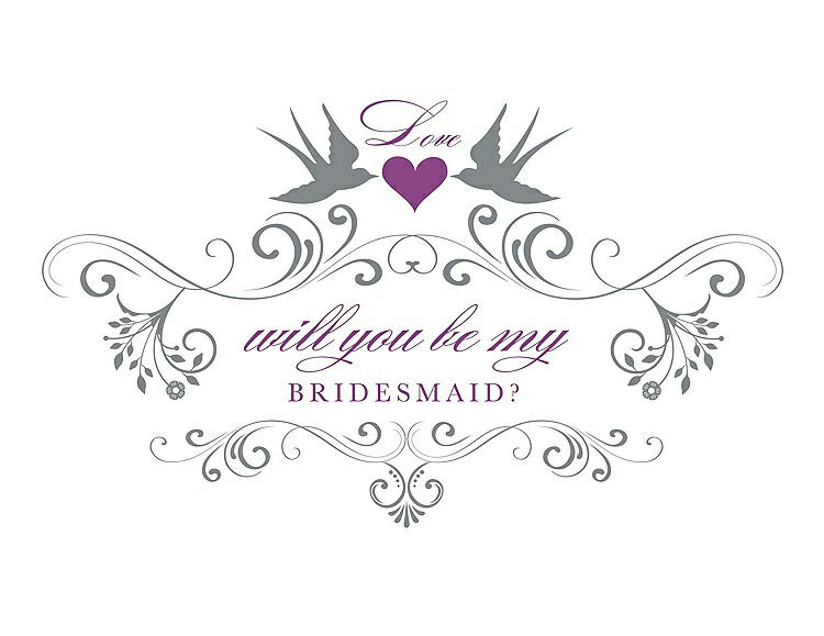 Front View - Pewter & Orchid Will You Be My Bridesmaid Card - Classic