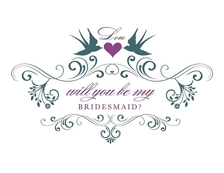 Front View - Teal & Orchid Will You Be My Bridesmaid Card - Classic