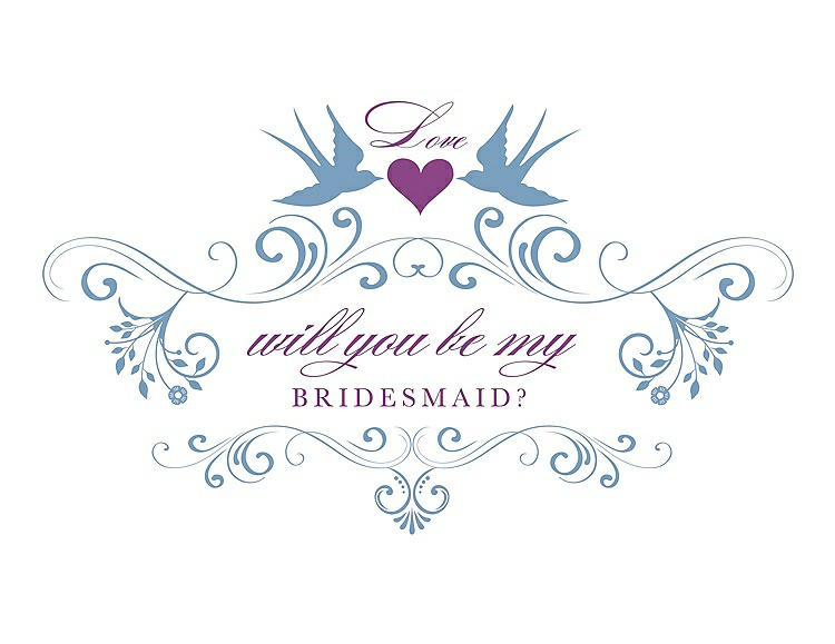 Front View - Windsor Blue & Orchid Will You Be My Bridesmaid Card - Classic